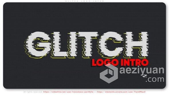 故障效果制作简介标志动画宣传视频片头 AE模板 AE工程文件 Glitch Logo Intro故障,效果,制作,简介,标志 - AE资源网 www.aeziyuan.com