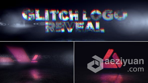 霓虹灯失真科技感视频片头3D故障LOGO动画效果 AE模板 AE工程文件 Glitch Logo Reveal霓虹灯,失真,科技感,视频,片头 - AE资源网 www.aeziyuan.com