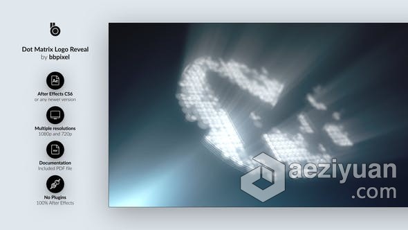 大小像素随机发光形成点矩阵光线电影动画制作科技LOGO片头 AE模板 AE工程文件 Dot Matrix Logo Reveal大小,像素,随机,发光,形成 - AE资源网 www.aeziyuan.com