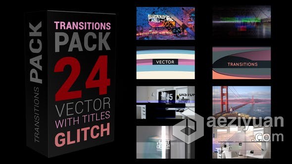 故障RGB数字失真动态过渡动画视频转场 AE模板 AE工程文件 Glitch Transitions Pack 4K故障,数字,失真,动态,过渡 - AE资源网 www.aeziyuan.com