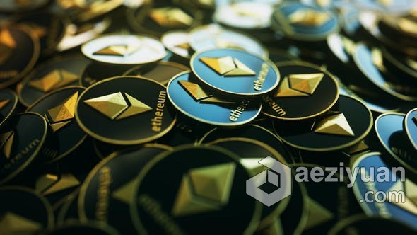 4K以太坊Ethereum堆叠金钱货币场景旋转动画视频素材 4K Ethereum Pile Spilled Out Orbit以太,金钱,货币,场景,动画 - AE资源网 www.aeziyuan.com