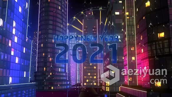 2021新年快乐城市狂欢节映射霓虹灯大屏LED电视倒计时VJ视频素材 Happy New Year City新年快乐,城市,狂欢节,映射,霓虹灯 - AE资源网 www.aeziyuan.com