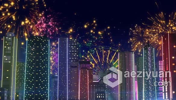 LED大屏幕霓虹灯城市之光烟花背景Vj视频素材 City Light With Fireworksled大屏幕,霓虹灯,城市之光,烟花,背景 - AE资源网 www.aeziyuan.com