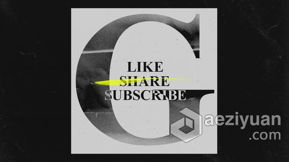 复古故障号召性用语介绍开场视频片头制作 AE模板 AE工程文件 You Tube Like Share Subscribes Grunge Opener复古,故障,号召,用语,介绍 - AE资源网 www.aeziyuan.com