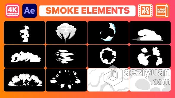 12组卡通烟雾元素动画效果 AE模板 AE工程文件 Smoke Elements And Titles | After Effects卡通,烟雾,元素,动画,效果 - AE资源网 www.aeziyuan.com