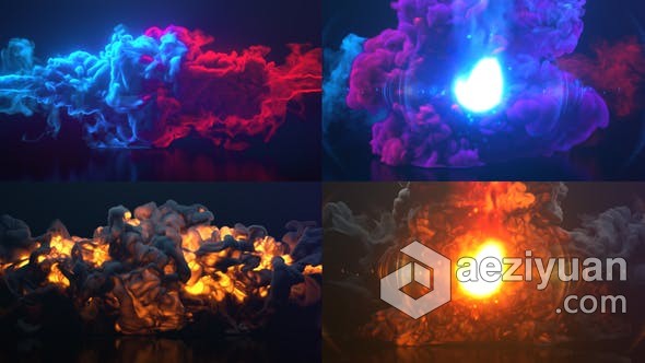 多彩燃烧烟火烟雾流体特效LOGO视频片头制作 AE模板 AE工程文件 Colorful Smoke &amp; Fire Logo多彩,燃烧,烟雾,流体,特效 - AE资源网 www.aeziyuan.com