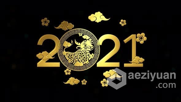 农历新年十二生肖牛年2021创意4K视频BG素材带Alpha通道 Chinese New Year Zodiac农历新年,新年,十二生肖,创意,视频 - AE资源网 www.aeziyuan.com