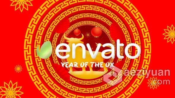 2020年农历新年牛生肖喜庆图案动画视频片头制作 AE模板 AE工程文件 Lunar New Year Logo2020年,农历新年,新年,图案,动画 - AE资源网 www.aeziyuan.com