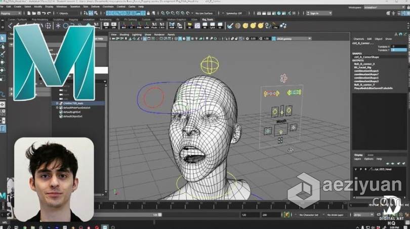 Maya人物角色面部绑定装配动画核心技术视频教程 Facial Rigging 101人物角色,角色,面部,绑定,装配 - AE资源网 www.aeziyuan.com