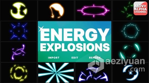 能量爆炸动态图形卡通手绘发光线条动画视频素材带透明道 Energy Explosions | Motion Graphics能量,爆炸,卡通,手绘,线条 - AE资源网 www.aeziyuan.com