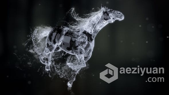 3D水效果跑马飞溅水花特效演绎LOGO动画片头 AE模板 AE工程文件 Splashing Horse Logo Reveal效果,特效,演绎,动画片,片头 - AE资源网 www.aeziyuan.com