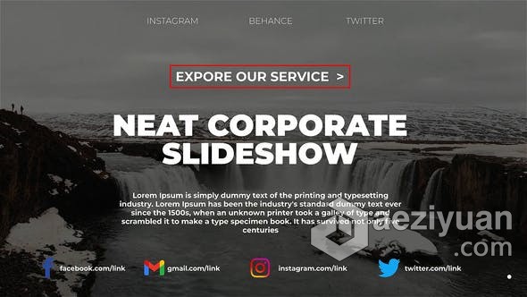 公司幻灯片媒体平台作品集介绍图文动画效果视频 AE模板 AE工程文件 Neat Corporate Slideshow公司,幻灯片,媒体平台,作品集,介绍 - AE资源网 www.aeziyuan.com