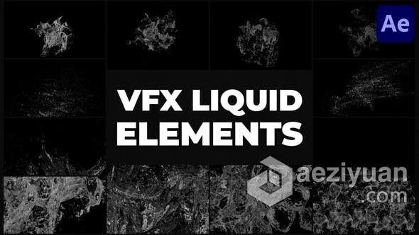 水滴飞溅液体效果水体虚拟仿真 AE模板 AE工程文件 Liquid VFX | After Effects水滴,飞溅,液体,效果,工程 - AE资源网 www.aeziyuan.com