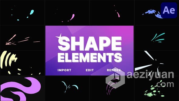 12种卡通动态图形MG动画效果 AE模板 AE工程文件 Shape Elements Pack | After Effects卡通,图形,动画,效果,ae模板 - AE资源网 www.aeziyuan.com