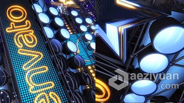 三维铁架舞台灯光场景动画片头视频效果Element 3D制作 AE模板 AE工程文件 Light Stage Logo三维,舞台灯光,场景,动画片,视频 - AE资源网 www.aeziyuan.com