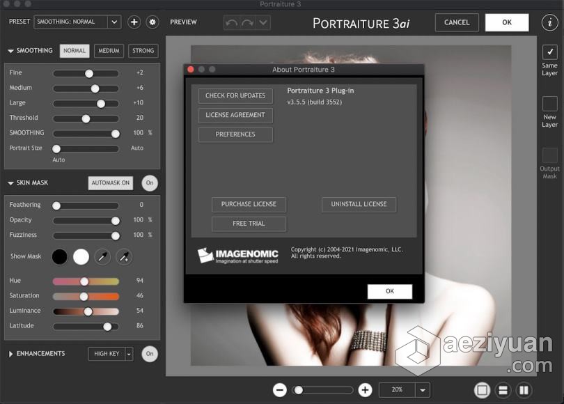 人像润色磨皮美颜PS插件Imagenomic Portraiture v3.5.5 for mac 最新版人像,润色,磨皮,美颜,插件 - AE资源网 www.aeziyuan.com