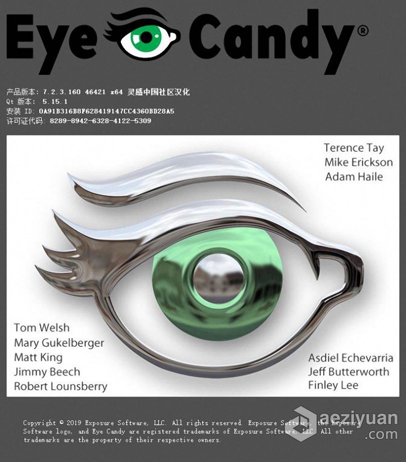 PS眼睛糖果滤镜插件中文版 Exposure Software Eye Candy 7.2.3.160 WinX64汉化版 支持PS 2021眼睛,糖果,滤镜,插件,中文版 - AE资源网 www.aeziyuan.com