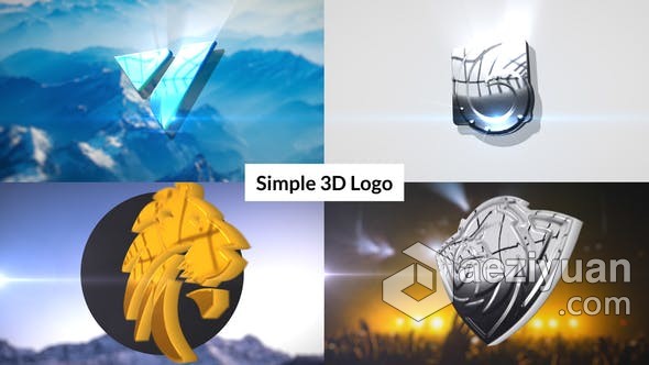 Logo简单闪亮3D标志介绍视频动画 AE模板 AE工程文件 Simple 3D Logo Intro简单,闪亮,标志,介绍,视频 - AE资源网 www.aeziyuan.com