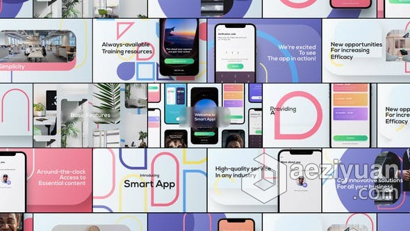 应用程序设计UI/UX/XD展示介绍视频 AE模板 AE工程文件 Smart App Promo应用程序,应用程序设计,程序设计,展示,介绍 - AE资源网 www.aeziyuan.com