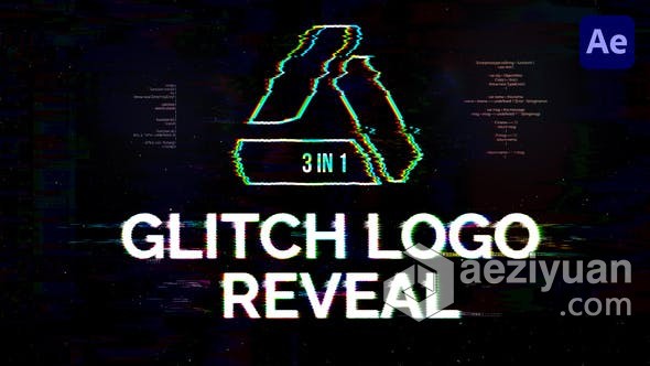 4K故障畸变像素差动画效果视频 AE模板 AE工程文件 Glitch Logo Reveal故障,像素,动画,效果,视频 - AE资源网 www.aeziyuan.com