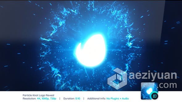 能量爆炸耀斑旋涡粒子LOGO视频片头动画 AE模板 AE工程文件 Particle Knot Logo Reveal能量,爆炸,耀斑,旋涡,粒子 - AE资源网 www.aeziyuan.com