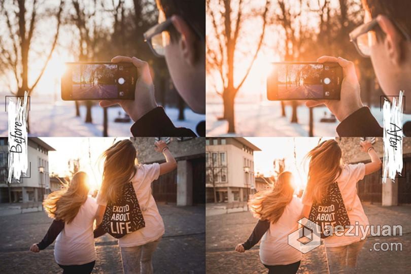 黄金时段日落逆光人像Lightroom预设/手机版APP滤镜 Sunset Lightroom Presets黄金时段,逆光,人像,lightroom,预设 - AE资源网 www.aeziyuan.com