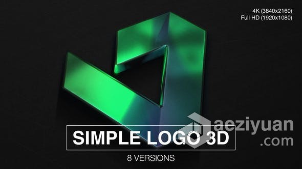 3D标志LOGO动画片头视频8种效果 AE模板 AE工程文件 Simple Logo 3D Reveal (8-Pack) - AE资源网 www.aeziyuan.com