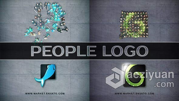 创造群人汇聚成LOGO图案视频片头动画 AE模板 AE工程文件 People Logo创造,汇聚,logo,图案,视频 - AE资源网 www.aeziyuan.com