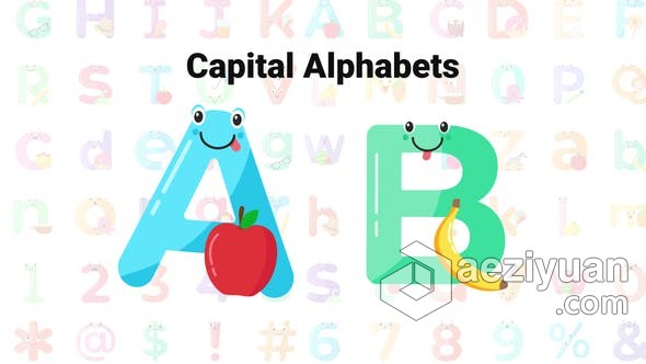 70个可爱字母和数字卡通动画效果视频元素 AE模板 AE工程文件 Cute Alphabets &amp; Numbers可爱,字母,卡通动画,效果,视频 - AE资源网 www.aeziyuan.com