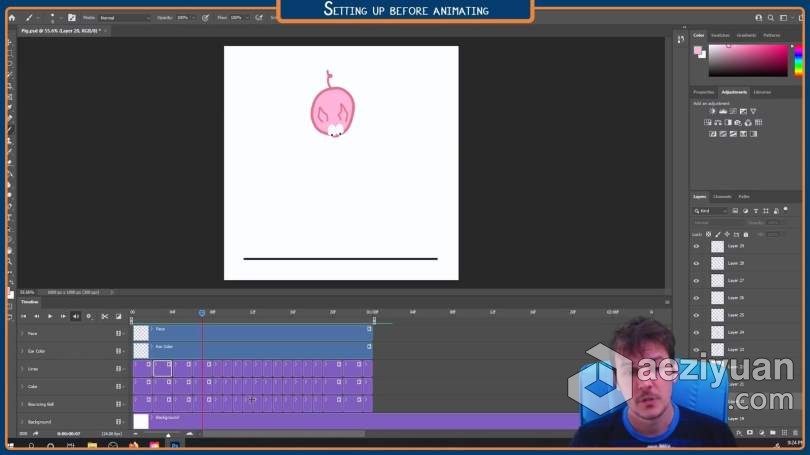 PS教程 零基础PS中2D动画制作工作流程视频教程 - AE资源网 www.aeziyuan.com