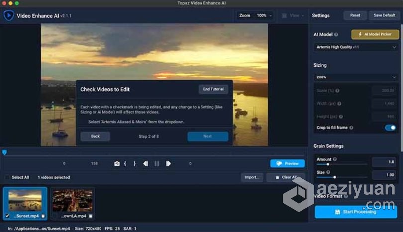 Topaz Video Enhance AI for Mac(视频无损放大软件)v2.1.1无限试用版-支持m1 - AE资源网 www.aeziyuan.com