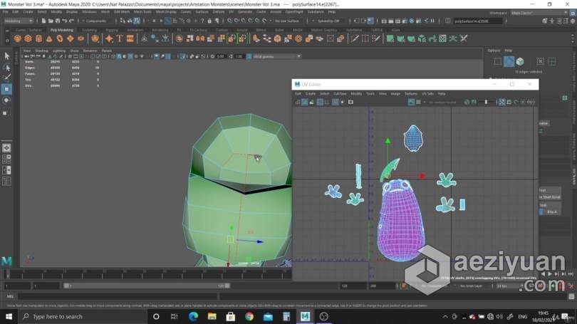 Maya教程 Maya与PS可爱怪物实例制作训练视频教程可爱,怪物,实例,制作,训练 - AE资源网 www.aeziyuan.com