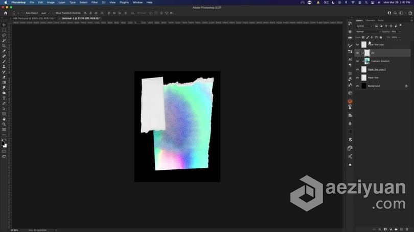PS教程 PS中创建抽象渐变纸质感海报视频教程创建,抽象,渐变,质感,海报 - AE资源网 www.aeziyuan.com