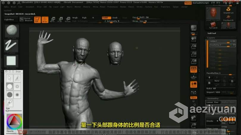 ZB教程 ZBrush人体雕刻实例视频教程 中文字幕教程,人体,雕刻,实例,视频教程 - AE资源网 www.aeziyuan.com