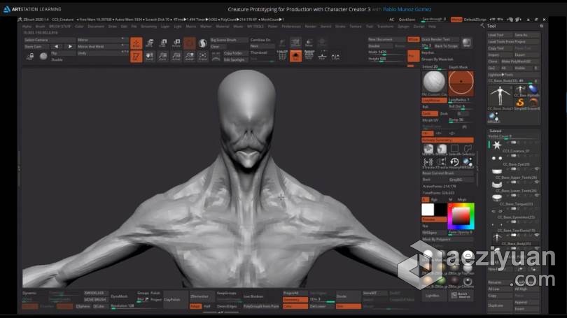 ZBrush教程 ZBrush恐怖异形完整实例制作流程视频教程教程,恐怖,异形,完整,实例 - AE资源网 www.aeziyuan.com