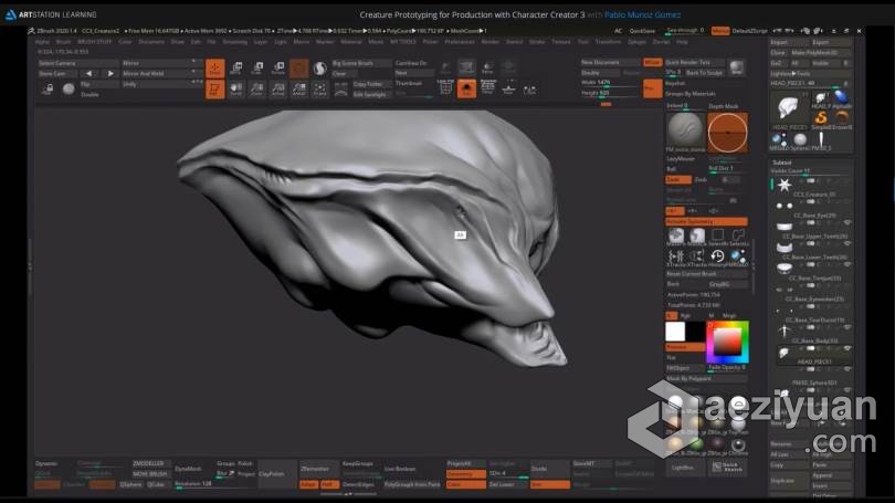 ZBrush教程 ZBrush恐怖异形完整实例制作流程视频教程教程,恐怖,异形,完整,实例 - AE资源网 www.aeziyuan.com