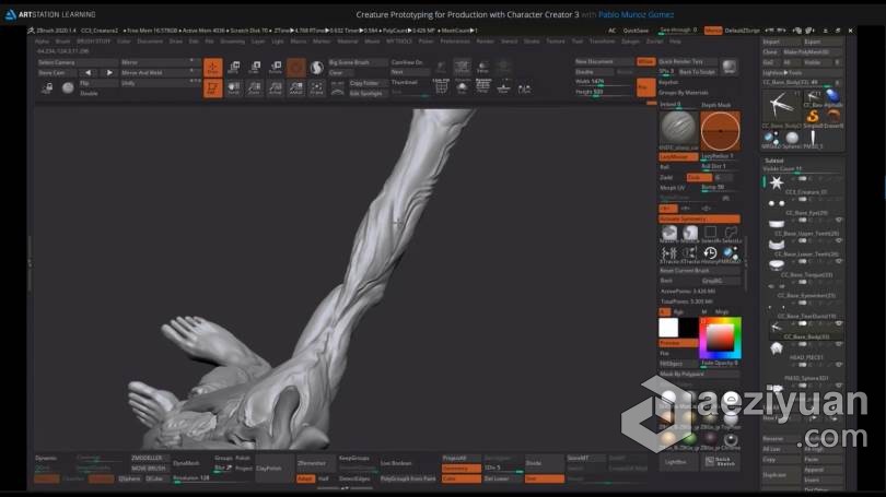 ZBrush教程 ZBrush恐怖异形完整实例制作流程视频教程教程,恐怖,异形,完整,实例 - AE资源网 www.aeziyuan.com