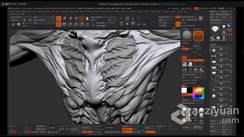 ZBrush教程 ZBrush恐怖异形完整实例制作流程视频教程教程,恐怖,异形,完整,实例 - AE资源网 www.aeziyuan.com