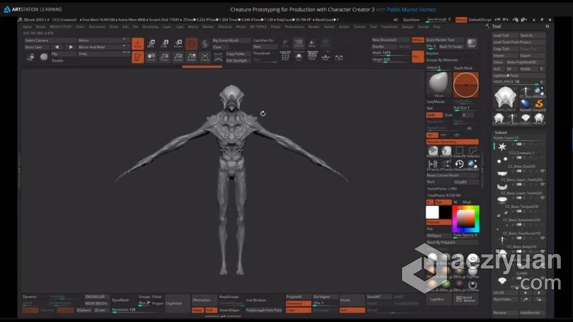 ZBrush教程 ZBrush恐怖异形完整实例制作流程视频教程教程,恐怖,异形,完整,实例 - AE资源网 www.aeziyuan.com