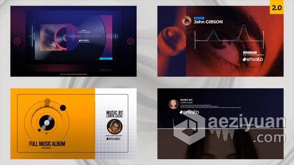 AE模板 4种音频可视化器发布新专辑音乐播放封面视频设计 AE工程 AE文件音频,可视化,发布,新专辑,音乐播放 - AE资源网 www.aeziyuan.com