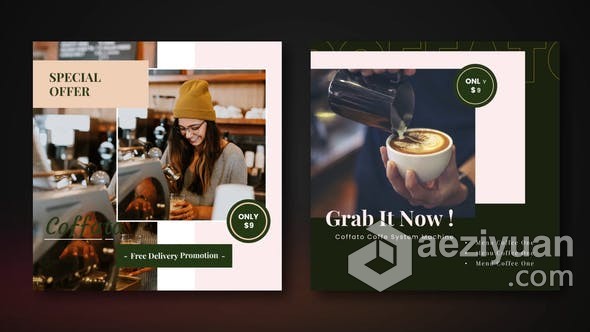 AE模板 咖啡店饮料餐厅奶茶店媒体动态海报广告短视频 AE工程 AE文件ae模板,咖啡店,饮料,餐厅,媒体 - AE资源网 www.aeziyuan.com