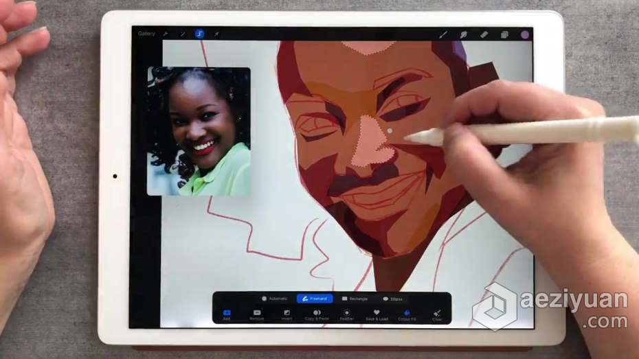 绘画教程 Procreate彩色补丁效果人像数字绘画工作流程教程绘画教程,彩色,补丁,效果,人像 - AE资源网 www.aeziyuan.com