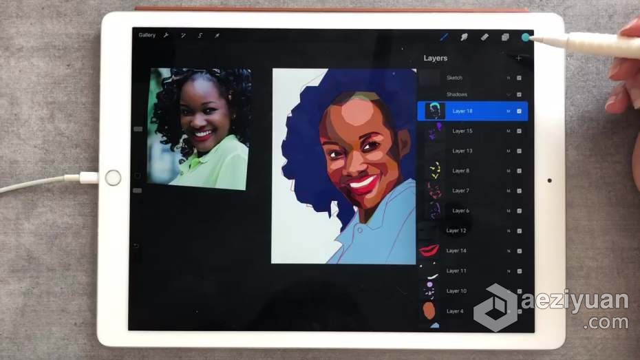 绘画教程 Procreate彩色补丁效果人像数字绘画工作流程教程绘画教程,彩色,补丁,效果,人像 - AE资源网 www.aeziyuan.com