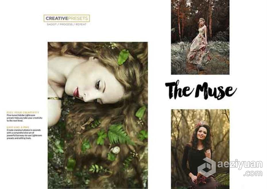梦幻人像复古电影胶片氛围 Lightroom预设 The Muse Lightroom Presets梦幻,人像,复古,电影胶片,氛围 - AE资源网 www.aeziyuan.com