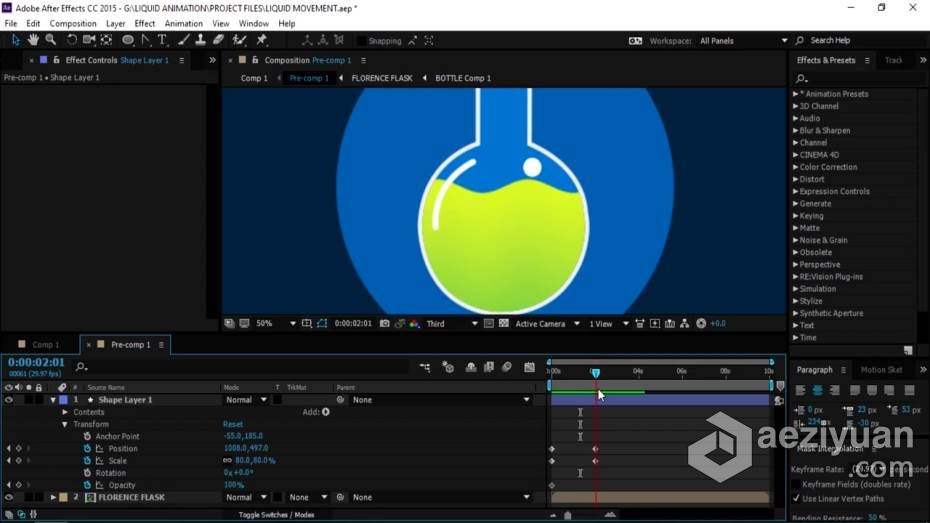 AE教程 AE液体文字图形效果动画教程液体,文字,图形,效果,动画教程 - AE资源网 www.aeziyuan.com