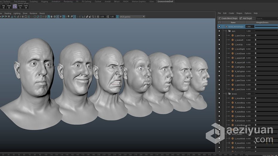 Maya教程 Maya角色面部表情造型复杂运动动画教程角色,面部表情,造型,复杂,运动 - AE资源网 www.aeziyuan.com