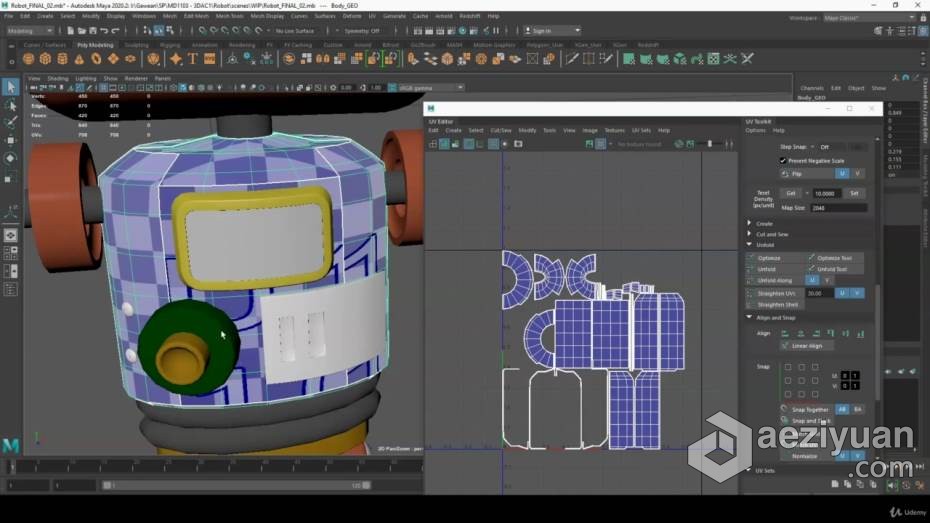 Maya教程 Maya机器人硬表面建模与纹理制作全流程教程机器人,建模,纹理,制作,流程 - AE资源网 www.aeziyuan.com