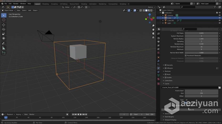 Blender教程 Blender液体流体模拟技术训练视频教程blender,教程,液体,流体,技术训练 - AE资源网 www.aeziyuan.com