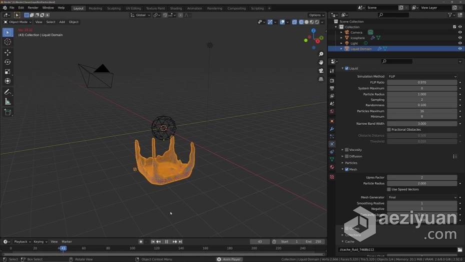 Blender教程 Blender液体流体模拟技术训练视频教程blender,教程,液体,流体,技术训练 - AE资源网 www.aeziyuan.com