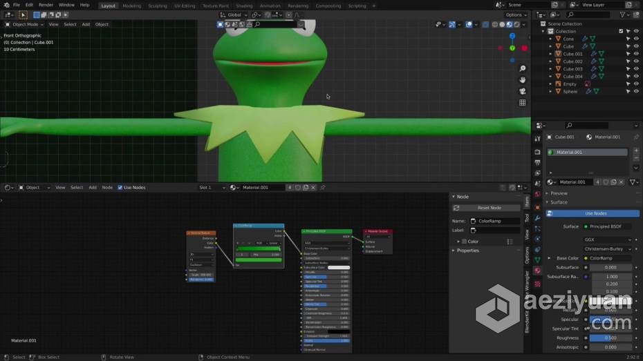 Blender教程 Blender小青蛙角色完整实例制作工作流程教程blender,教程,角色,完整,实例 - AE资源网 www.aeziyuan.com